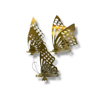 Vintage Brass Butterfly Wall Decorations, Set of 3 Metal Cutout MCM 5"-8"